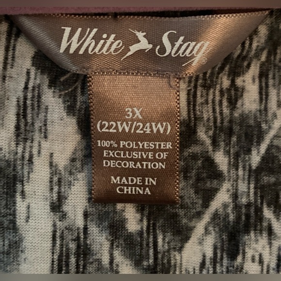 Women’s White Stag Blouse Top Plus Size 3X (22W/24W) Scoop Neck - Picture 4 of 5